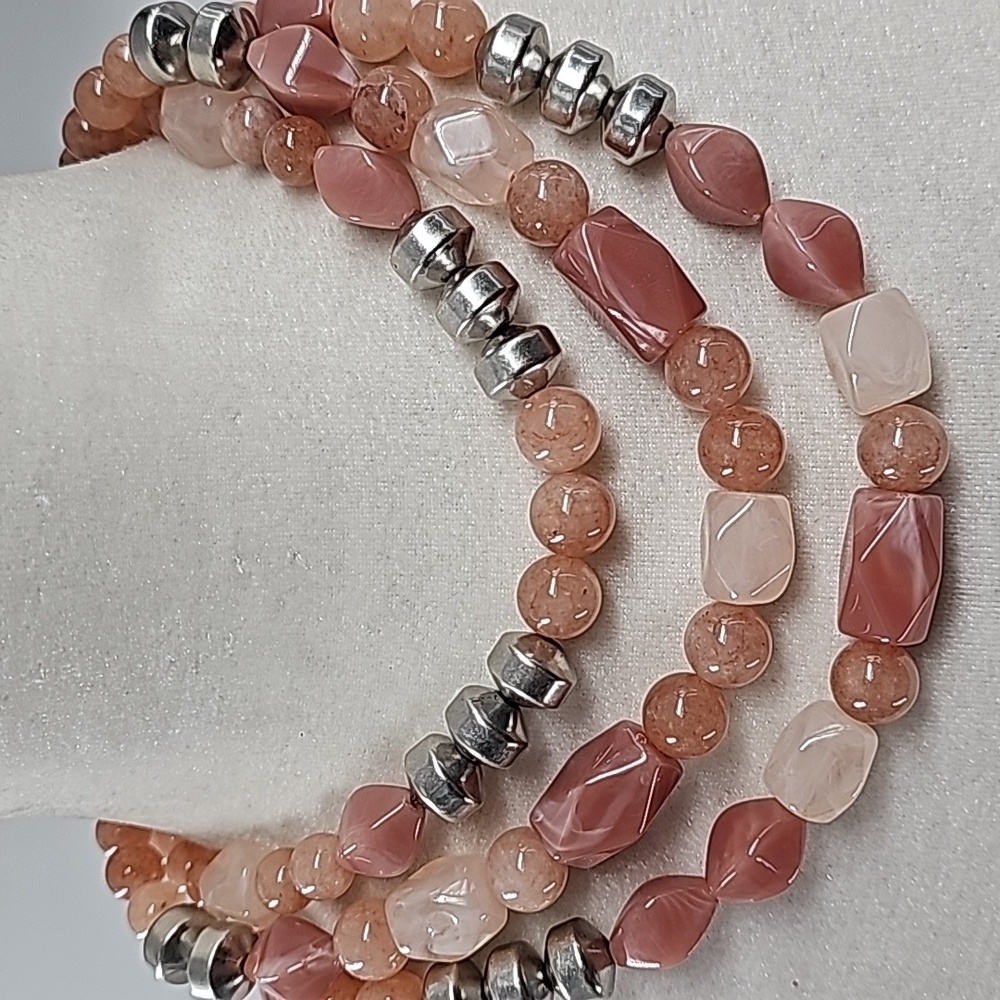 Chico's Multi-Strand Pink and Silver Necklace